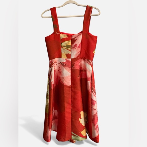 Kay Unger New York Floral-Print Sleeveless Mikado Cocktail Dress w/ Pockets 6 - Picture 9 of 17